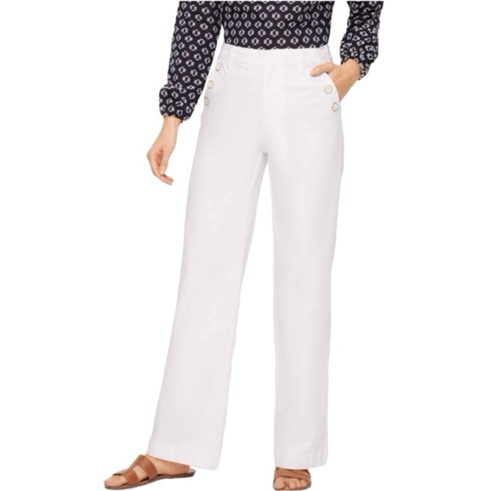 Talbots Plus Size 22W‎ White Wide Leg High Rise Sailor Jeans Women